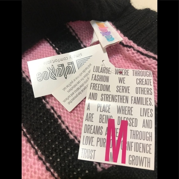 Lularoe Stripe Lucille Cardigan Button Pink/Black - Picture 9 of 13